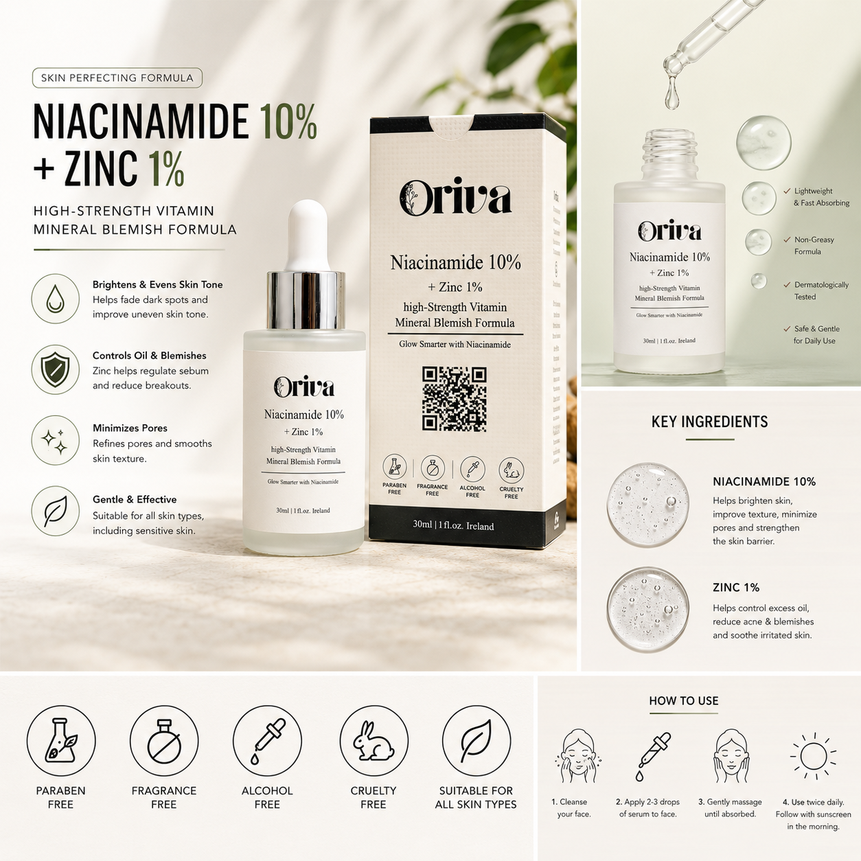Oriva Niacinamide 10% + Zinc 1% Serum