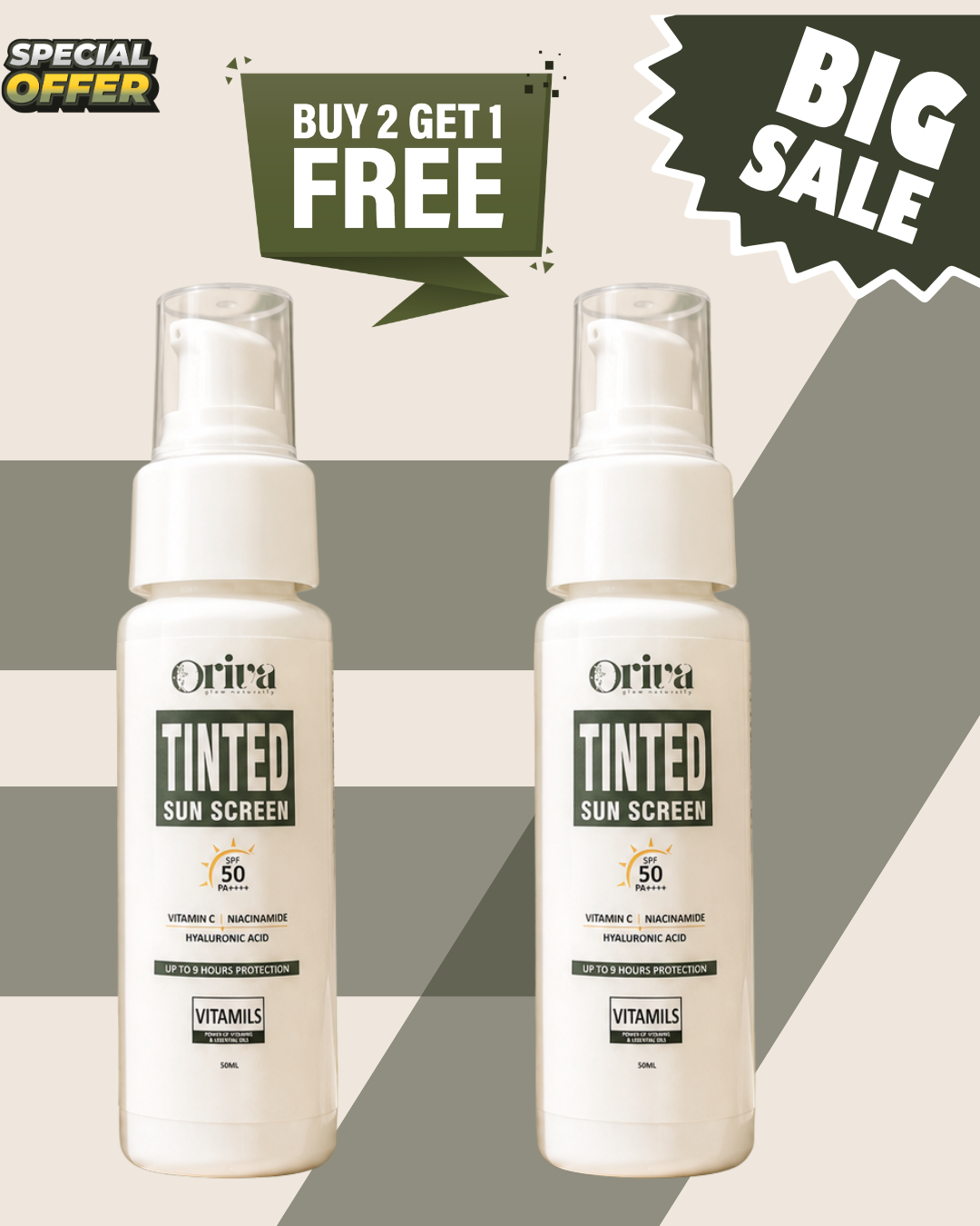 Oriva 2 Tinted Sun Shield SPF 50